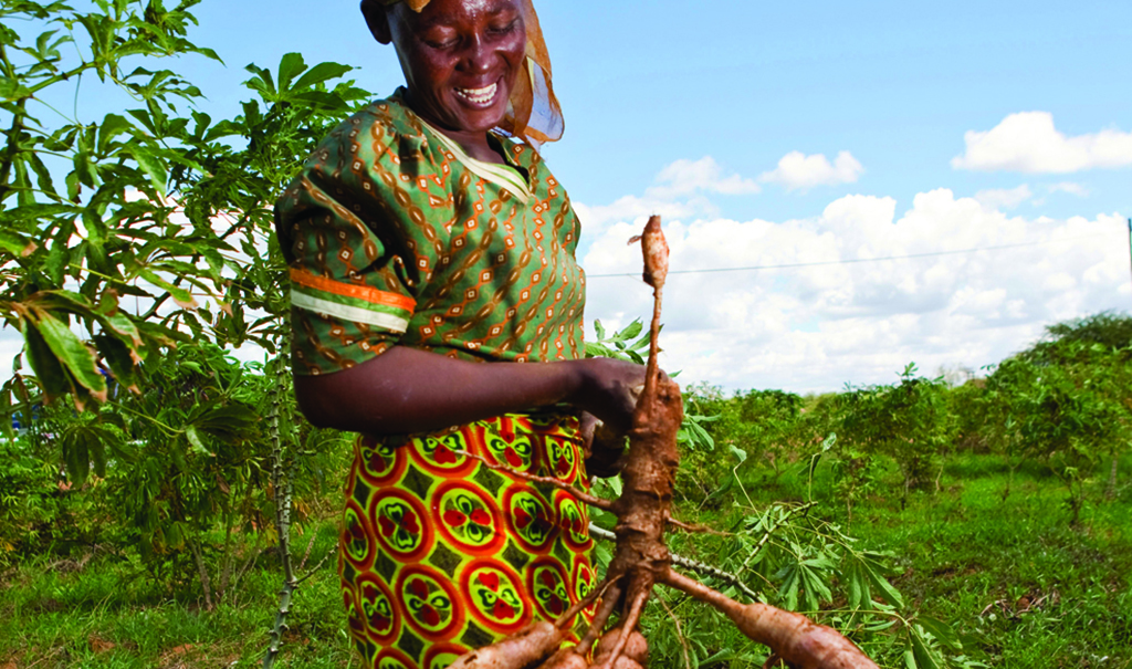 Woman working with crops 
