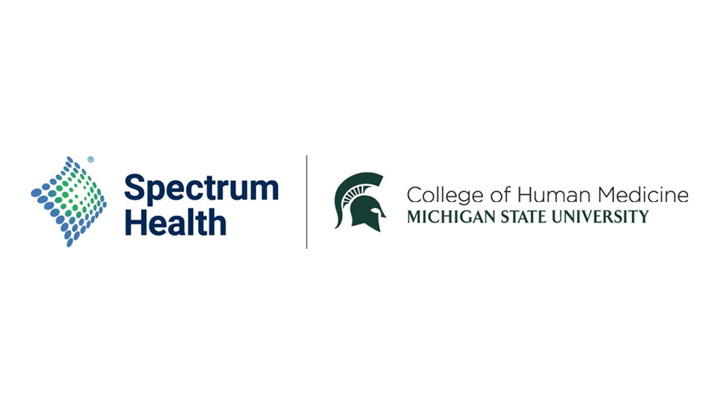 Spectrum Health and Michigan State University College of Human Medicine logos.