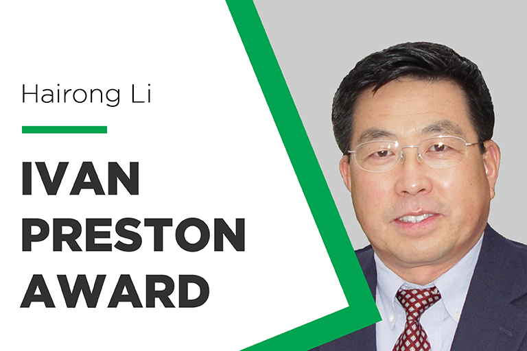 Hairong Li wins Ivan Preston Award