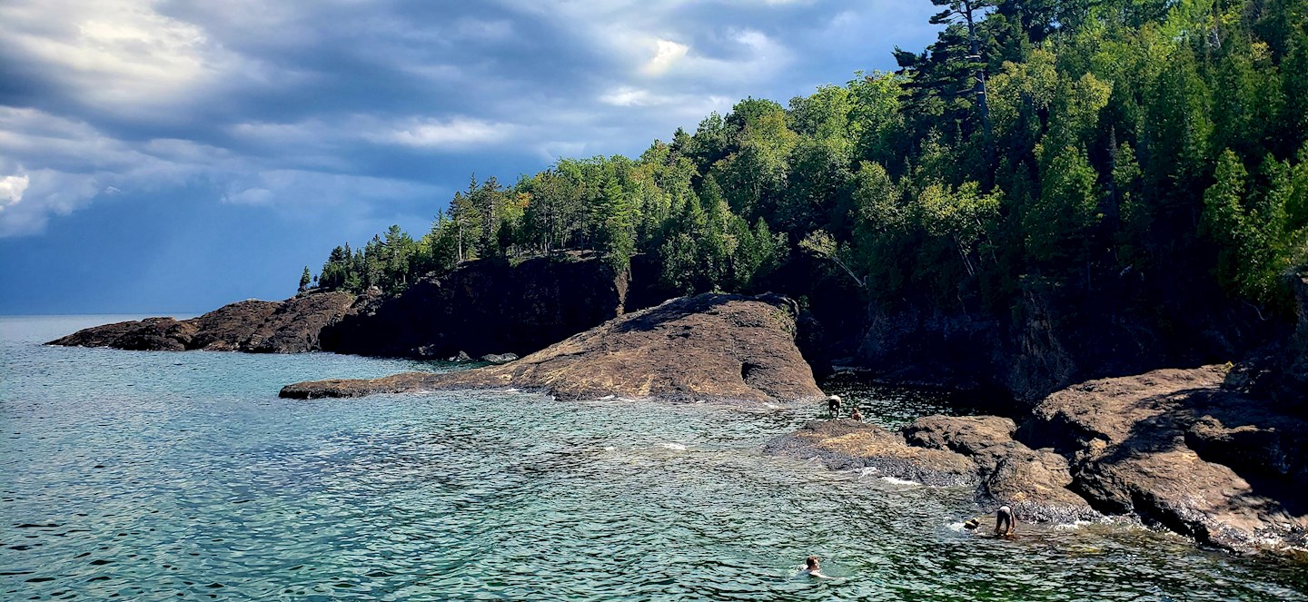 Rocky lake shoreline