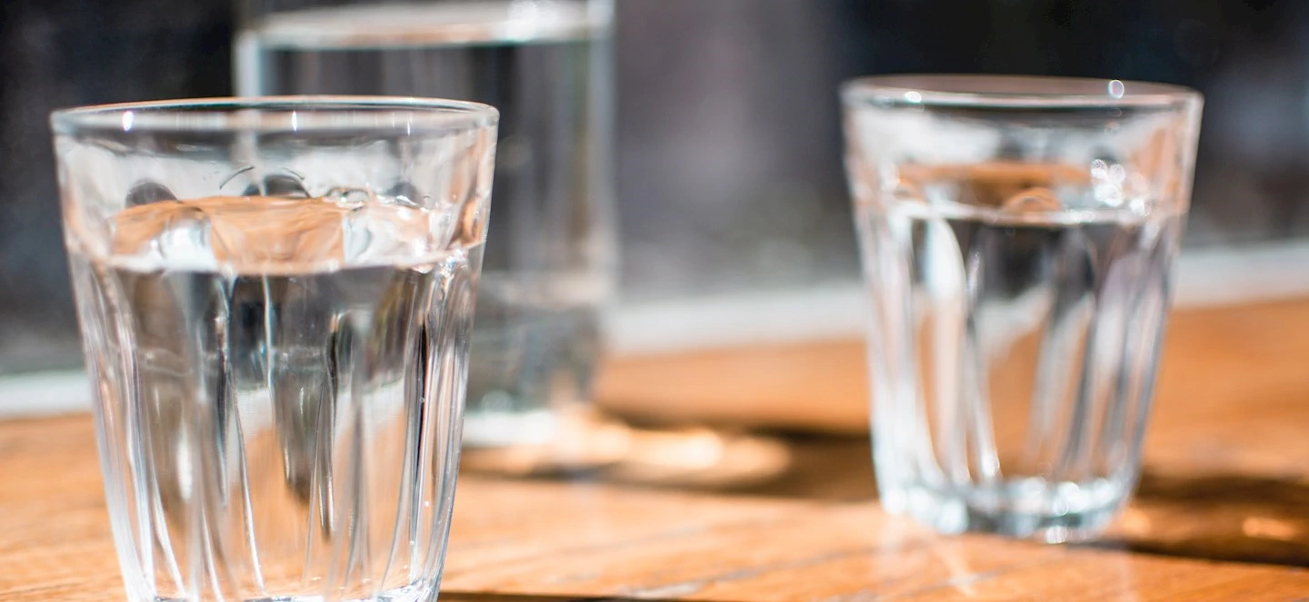 Glasses of water on a table