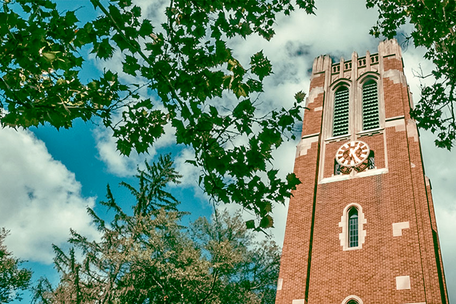 Beaumont Tower with a green tinted filter