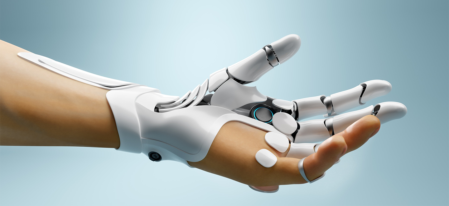 Robotic bionic hand connected to human hand