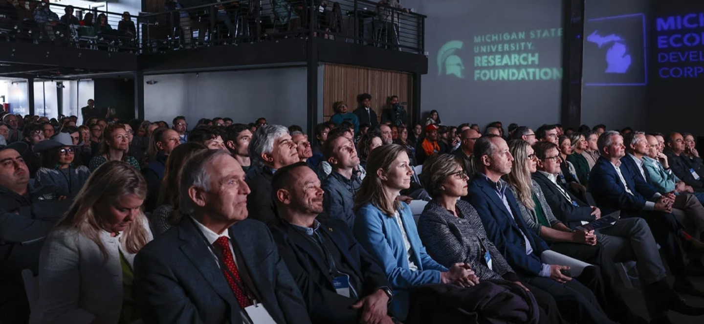 Pitch MI Attendees watching presentation