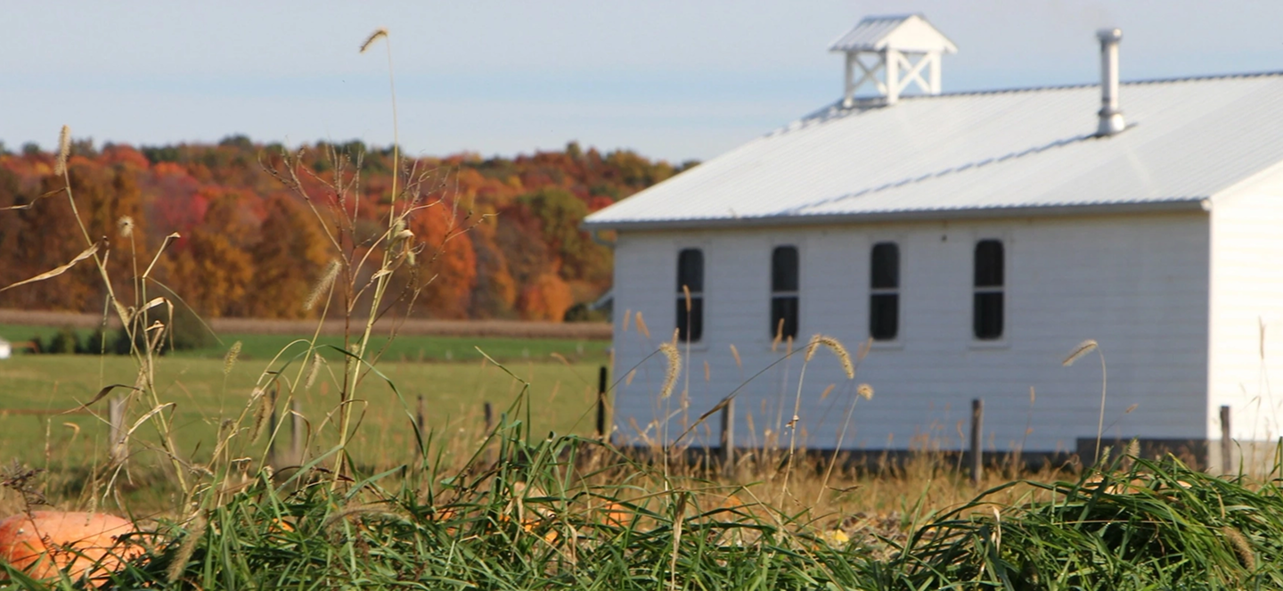 White barn on a farm 