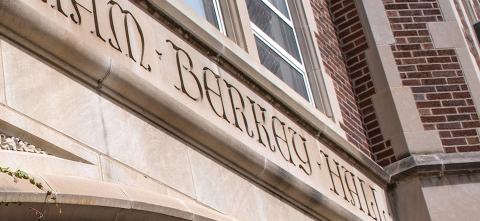 Photo of the entry of Berkeley Hall.  