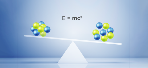 Graphic of what looks like a teeter-totter with molecules.