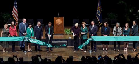 President Stanley and Secretary Granholm cutting a ribbon