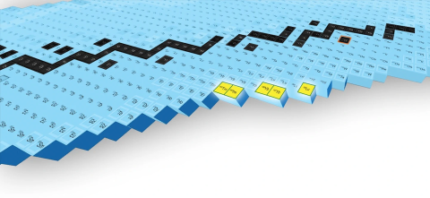 A 3d graphic of a table of isotopes and elements