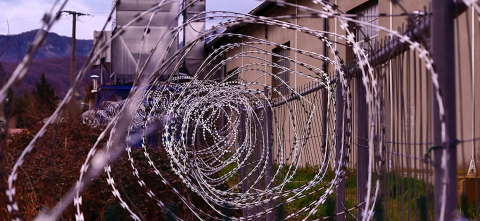 Razor wire fence at a prison