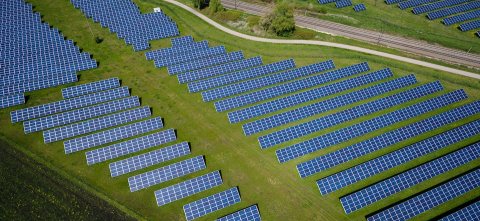 Solar panels in a field