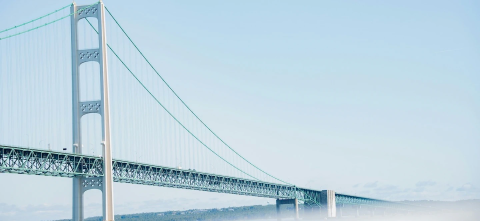 Mackinac Bridge with clear skies