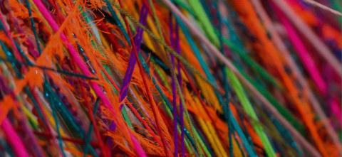 Colorful strings arranged together