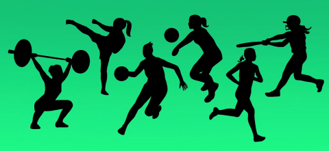 6 shadows of people doing sports