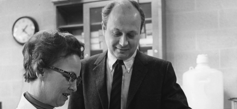 Two researchers working on their discovery of the drug cisplatin