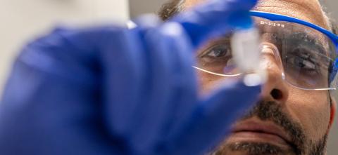 Sherif Ramadan at work in the lab