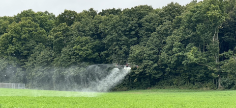 Drone launching off grass