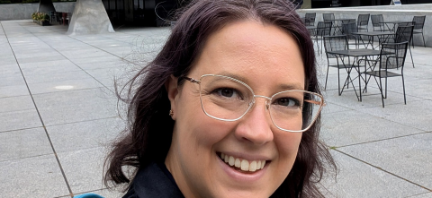Dr. Sara Doan outside Yale University’s Library
