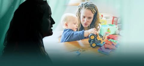 Gabrielle Ekstrum playing with child