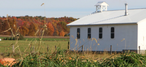 White barn on a farm 