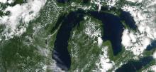 Aerial view of Michigan and North America