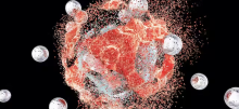 Cancer cell being targeted by nanoparticles