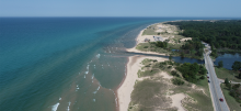Drone photo of a Michigan shoreline 