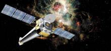 A satellite floating in space