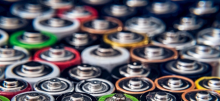 Colorful line up of lithium batteries