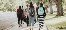 Group of college students walking
