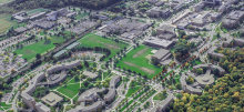 An aerial view of the Michigan State University campus