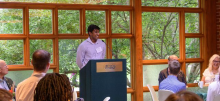 Aaron Philip speaking to an audience at Cowles House 